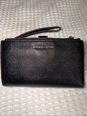 Michael Kors Black Pebbled Leather Adele Double-Zip Wristlet